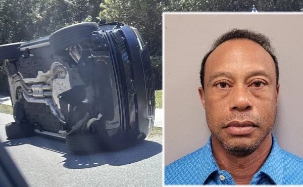 Tiger Woods zatčen! Po děsivé autonehodě odmítl test na drogy a skončil za mřížemi