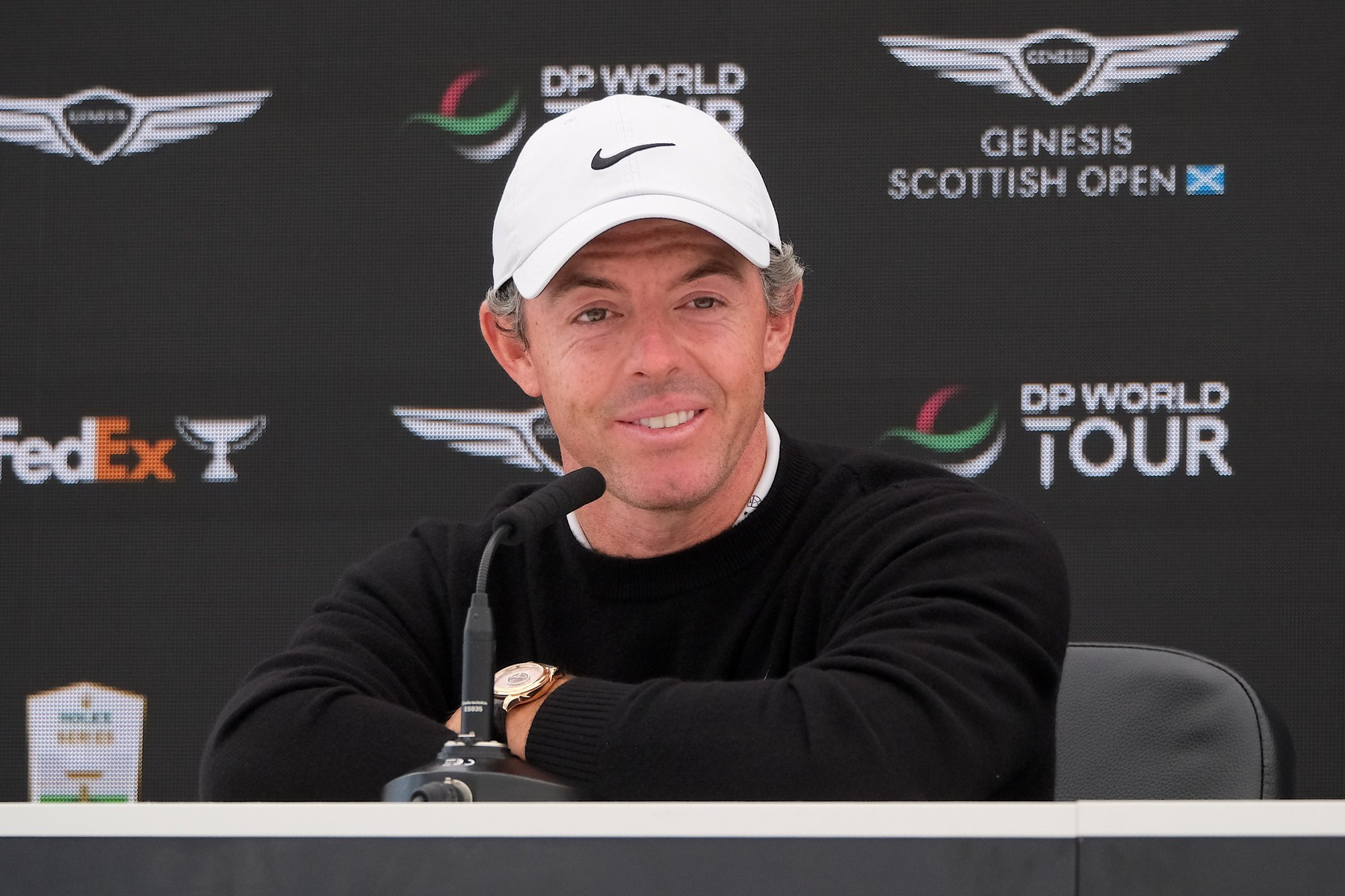 Rory McIlroy během tiskové konference před Genesis Scottish Open, kde varoval před dopady plánovaných změn PGA Tour