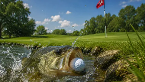 Kuriózní video z LIV Golf: Ryba spolkla golfový míček. Hráč dostal trestnou ránu.