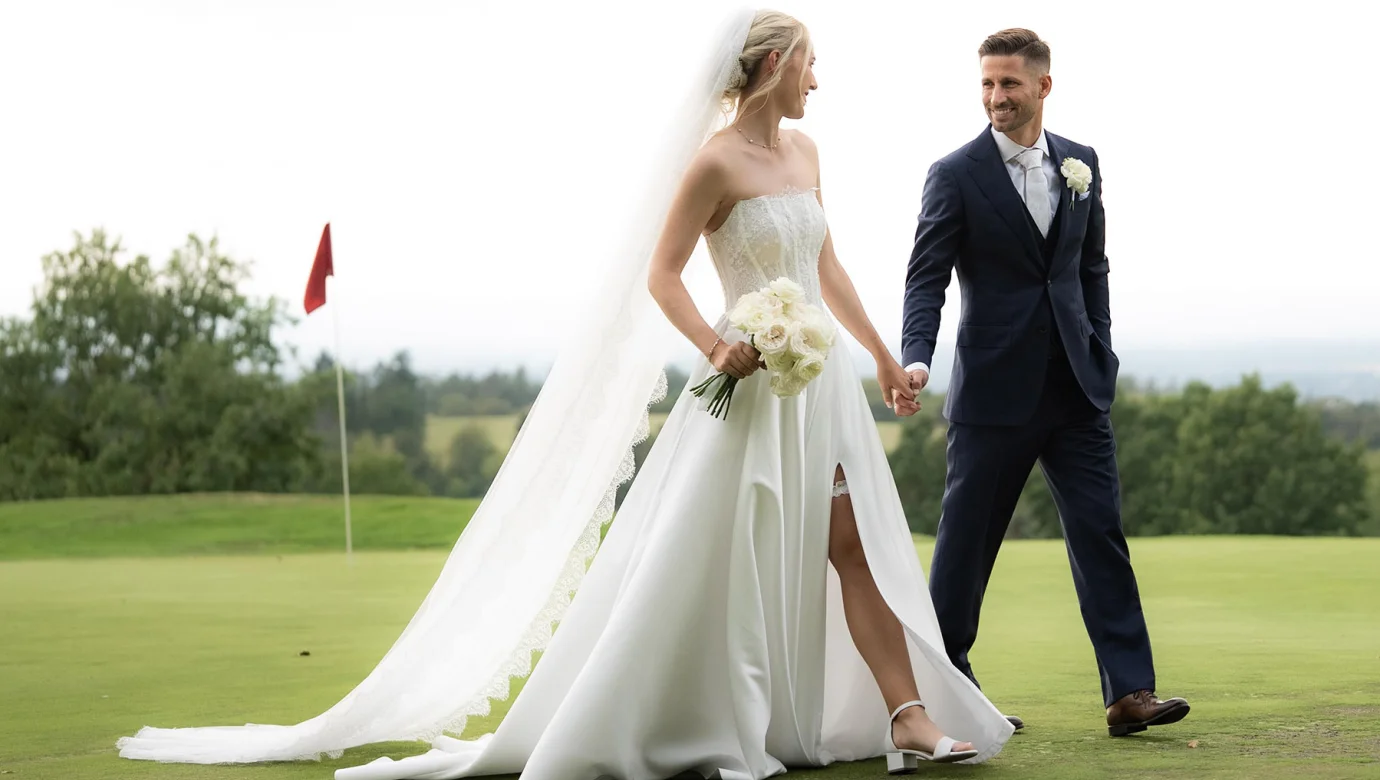 Tereza Kazár Melecká s manželem Tomášem. Společně teď míří na golfové „líbánky“ na La Sella Open